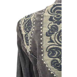 Free People Studded Embroidered Pirate / Steampunk Military Band Jacket SZ 12