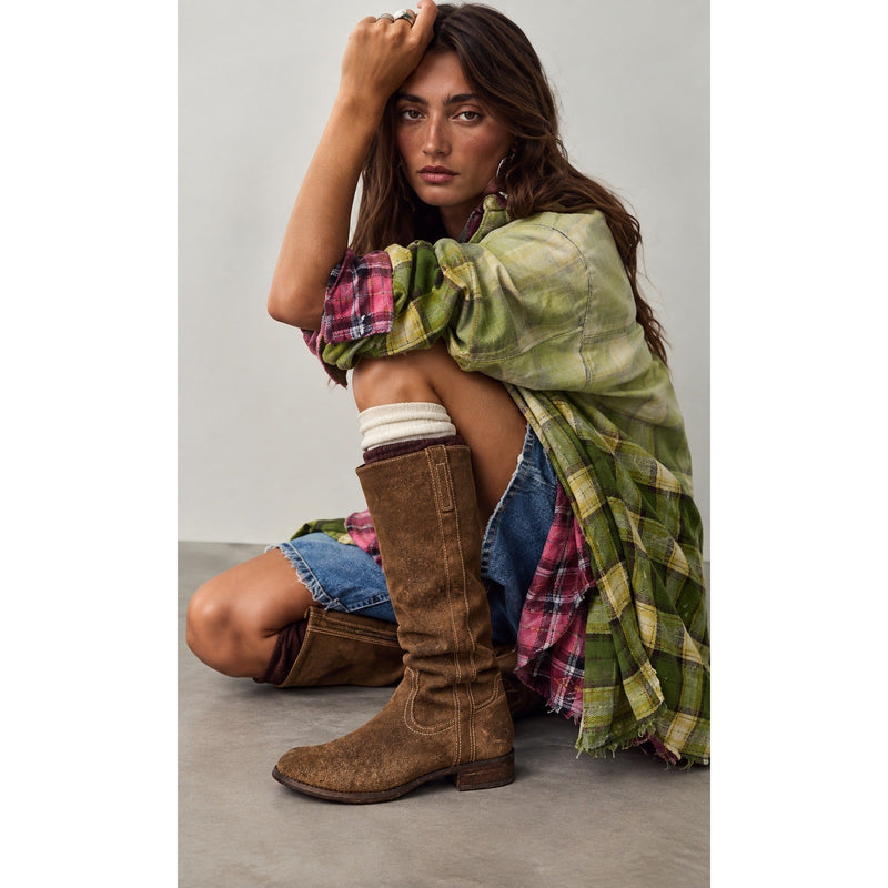GUESS Brown Suede Knee High Boots Women’s Size 8 Distressed Boho Western