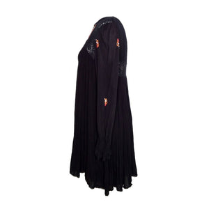 Free People Mohave Embroidered Boho Mini Dress Black