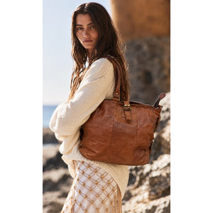Love Stitch Luna Genuine Leather Patchwork Convertible Boho Tote Bag Brown