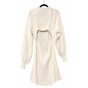 Free People Small Emmaline Cable Knit Mini Sweater Dress Ivory