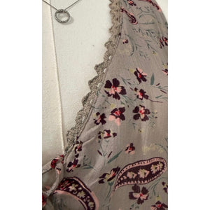 Angie Boho Floral and Paisley Mixed-Print Tiered Babydoll Tank Top Large Like New