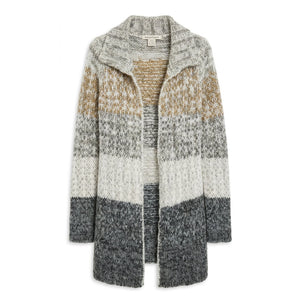Free People Medium Wool-Blend Ombré Open-Front Shawl Collar Cardigan Sweater