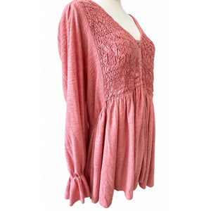 Free People Rosie Knit Top Size Large NWT Rose Pink Boho Lightweight