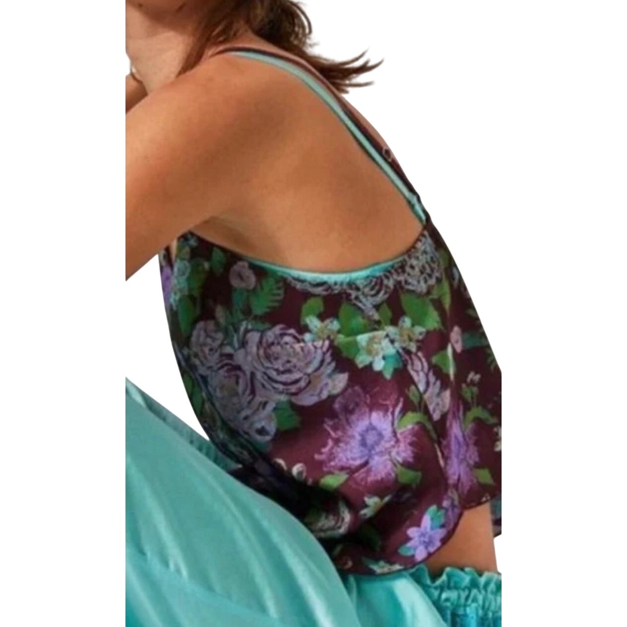 Intimately Free People It's That Simple Tunic Forest Handkerchief Cami Top Large Like New