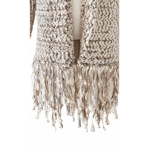 Umgee USA M/L Marled Chunky Knit Fringe Open Front Boho Cardigan Sweater NWT