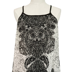 Free People Break Free White/Navy Tank Top Large Like New