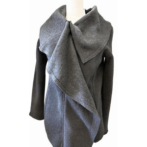 Hem & Thread Small Charcoal Grey Asymmetrical Full-Zip Moto Riding Jacket Fleece