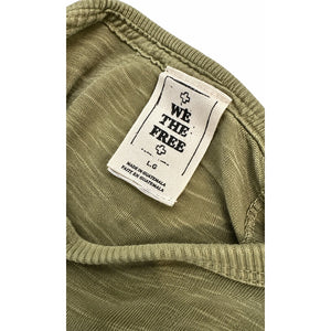 Free People We The Free Be My Baby Tee Palm Green Lettuce Edge 100% Cotton Large Like New