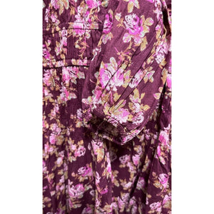 Free People Large Keep You Smocked Floral Mini Dress Berry Combo Boho