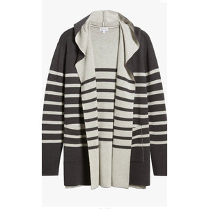 Splendid Syd Lead / Oatmeal Stripe Open Front Cardigan Medium NWT