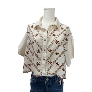 We The Free Aster Embroidered Shirt by Free People Large Excellent Condition