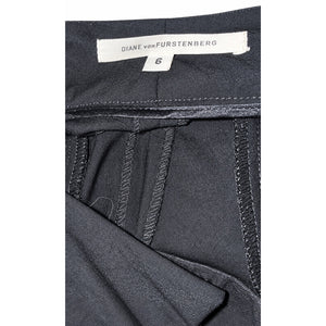 Diane von Furstenberg DVF Lendra Black Ankle Zip Pants Size 6