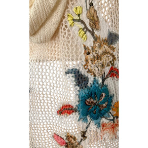 Free People Menagerie Embroidered Crochet Hooded Sweater Tunic Medium Excellent Conditon