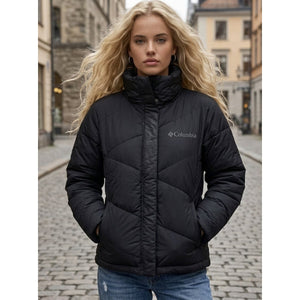 Columbia Sportswear Womens Black Insulated Puffer Jacket High Collar Large Like New