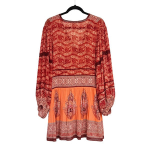 Free People Medium Luna Scarf Print Tunic Shirt or Dress Red NWT (Fits Large)