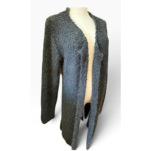 POL Clothing Plus Size Shaggy Eyelash Knit Long Duster Cardigan Charcoal Grey 2X