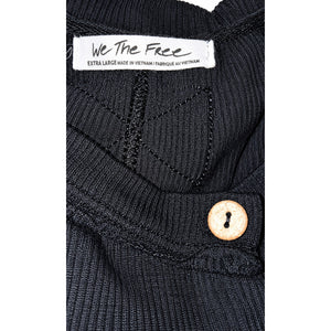 Free People We The Free Gia Black Ribbed Cardigan Button Front Boho Duster Dress X-Large