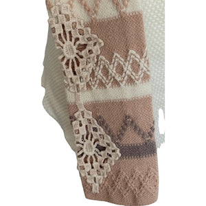 Free People Ivory/Cream Kombucha Crochet Cuff Thermal Knit Top