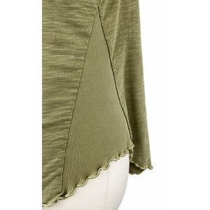 Free People We The Free Be My Baby Tee Palm Green Lettuce Edge 100% Cotton Large Like New