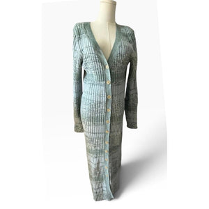 Free People Medium Cozy Up Cardigan Maxi Dress Ocean Combo