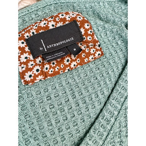 Anthropologie Mint Green Waffle Knit V-Neck Tunic Sweater
 Medium