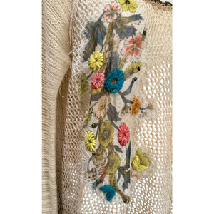 Free People Menagerie Embroidered Crochet Hooded Sweater Tunic Medium Excellent Conditon