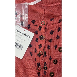 Free People Medium Heart to Heart Henley Top Brick Path NWT
