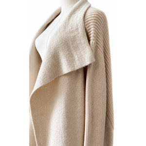 Umgee Cream Waterfall Open Front Mixed Knit Cardigan Sweater Large NWT