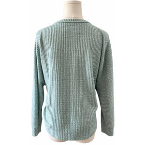 Anthropologie Mint Green Waffle Knit V-Neck Tunic Sweater
 Medium