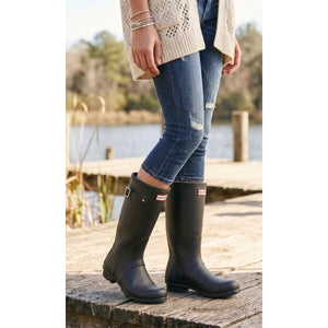 Hunter Women's Original Short Waterproof Black Matte Rain Boots 9 LIKE NEW