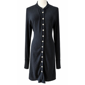 Free People We The Free Gia Black Ribbed Cardigan Button Front Boho Duster Dress X-Large