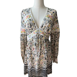 Free People Size 2 Cherry Blossom Embroidered Lace Mini Dress Whimsical
