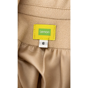 Lemon Cream Wool Blend Long Utility Tailored Button Front Coat Size 6
