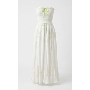 Free People Small White Hi Hello Smocked Strapless Feminine Midi Dress NWOT