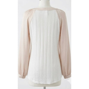 Anthropologie Meadow Rue Mixed Media Henley Top Medium