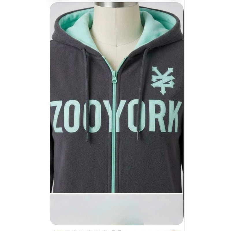 Vintage Zoo York Men's Full Zip Hoodie Grey Mint Spellout Skate Size S
