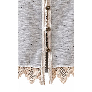 Free People Vintage Oatmeal Lace Trim Boho Long Cardigan Dress Medium