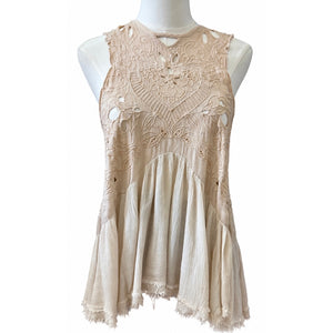 En Crème Ivory Embroidered Cutwork Swing Tunic Top
 Medium