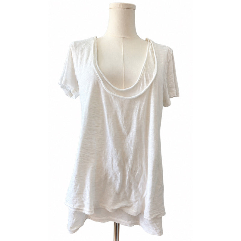 Free People We The Free Double Double Layer White Draped Tee Medium