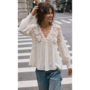 Free People Medium Lina Lace Top Ivory NWT