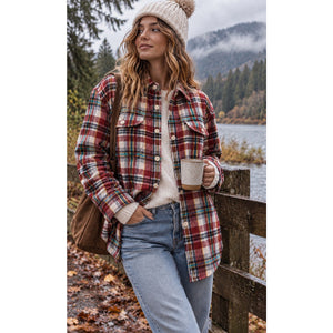 American Eagle Men’s S Red Plaid Heavyweight Flannel Shirt Women’s M Oversized NWOT