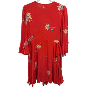 Free People Small Time On My Side Floral Wrap Dress Red Combo NWT