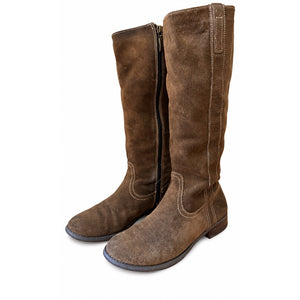 GUESS Brown Suede Knee High Boots Women’s Size 8 Distressed Boho Western