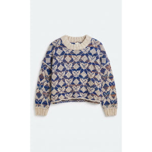 Free People Small  Slouchy Diamond Knit Crewneck Argyle Sweater NWT