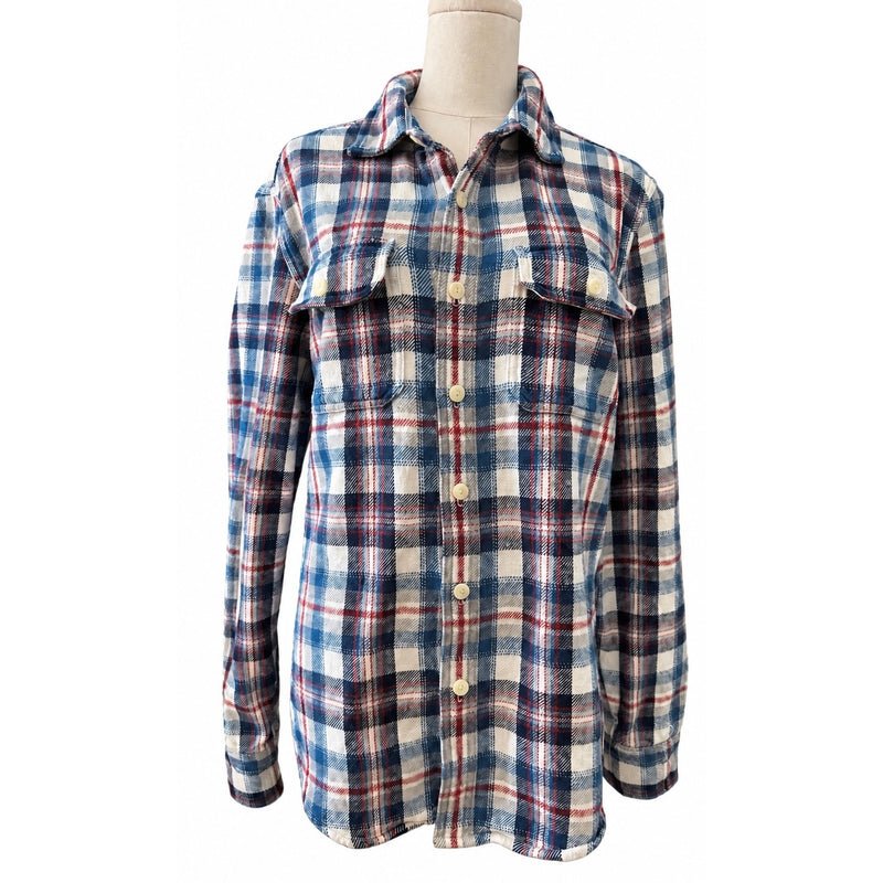 Vintage Cottagecore Upcycled Flannel Layering Boyfriend Plaid Shirt Large