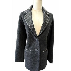 Free People One Teaspoon Charcoal Medium Studded Blazer