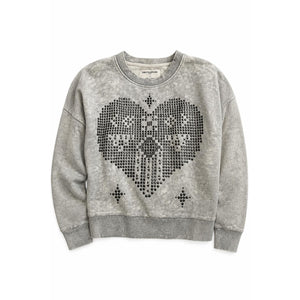 Free People One Teaspoon Medium Stud Heart Stud Heart Marled Grey Sweater