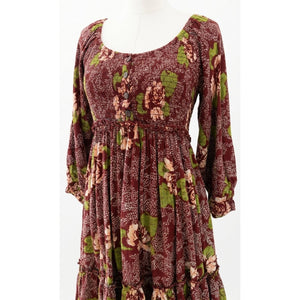 Free People Medium Summer Picnic Printed Mini Dress in Raisin