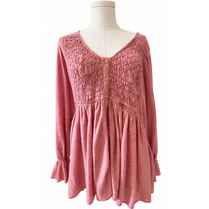 Free People Rosie Knit Top Size Large NWT Rose Pink Boho Lightweight